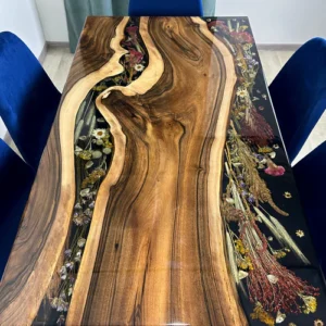 Walnut epoxy dining table